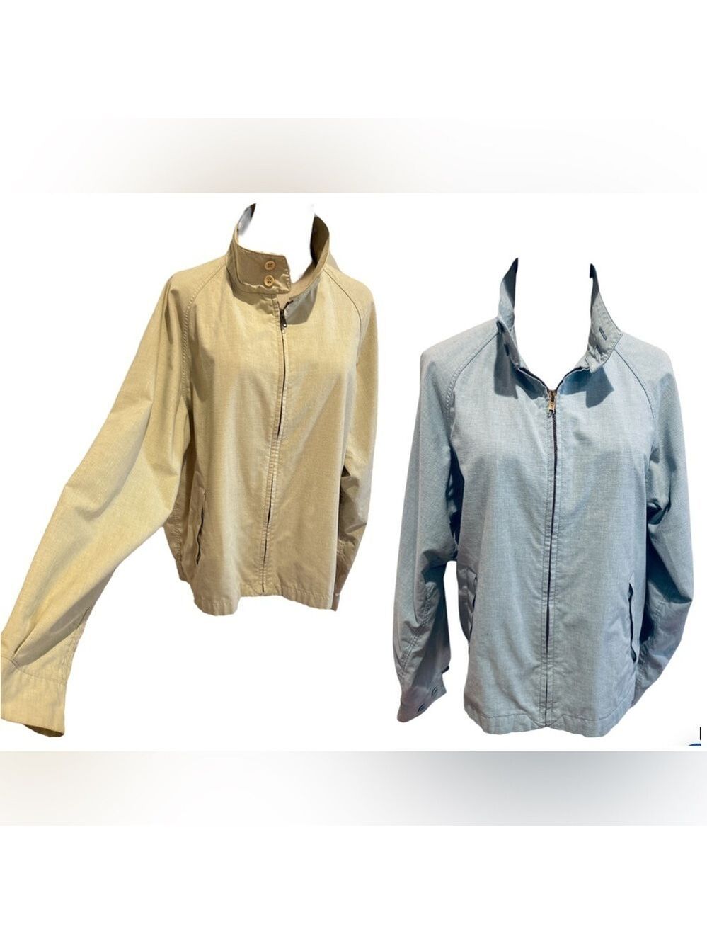 2 PCS LONDON FOG COTTON BLEND LIGHTWEIGHT JACKET 1 KHAKI SZ 44R & 1 BLUE SZ 38R